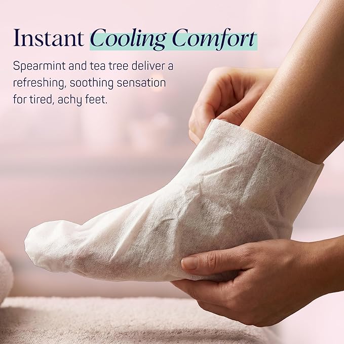 SpaLife Moisturizing Foot Sockies | Foot Mask For Dry Cracked Feet | Tea Tree Oil Softening Booties | Callus Remover Alternative | Self Care Gifts for Women | 8 Pack