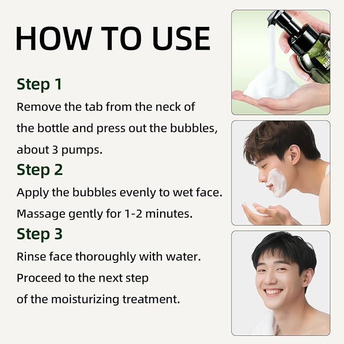 Mens Face Wash Foaming Cleanser for Men Vitamin B5 Deep Pore Cleansing for Acne, Oily, Sensitive, all Skin Types Soap-Free Fragrance-Free Colorant-Free Gentle Daily Face Wash 10 oz