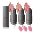 3PCS Blush Stick for Cheeks,Multi-use Solid Matte Makeup Stick Blush Cream for Cheek Eyes and Lips Tint,Moisturizing Tinted Cream Blush,Natural Blendable Cheek Blusher with 3 Makeup Sponges A3
