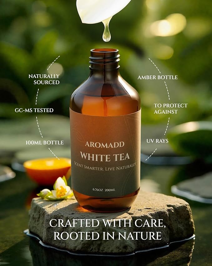 Aromadd Aromadd White Tea Diffuser Oil Inspired by Luxury Hotel Scent, Essential Oils for Waterless Diffuser, White Tea & Bergamot, Long-Lasting & Natural Home Fragrance - 6.76 fl oz (200 mL)