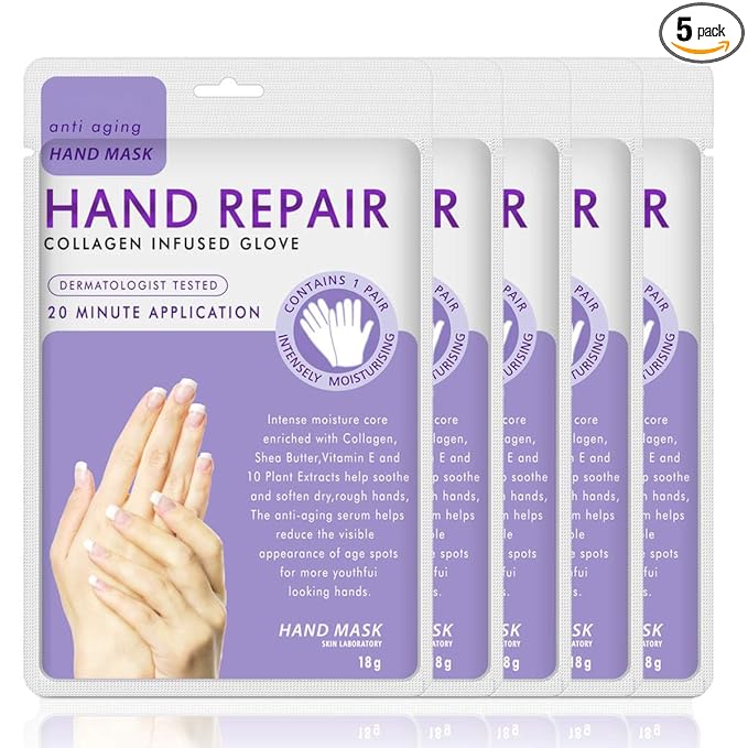 Hand Mask Moisturizing Glove 5 pack, Hydrating Masks Repair Dry Cracked Hands, Remove Dead/Rough Skin (Lavender)