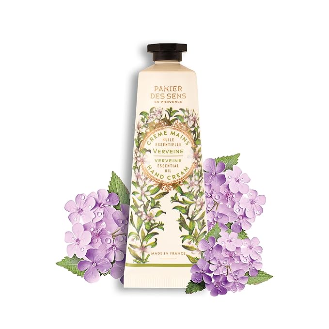 Panier des Sens - Small Hand Cream for Dry Cracked Hands - Lemon Verbena Mini Hand Lotion for Dry Skin - With Shea Butter and Olive Oil - Hand Care 97% Natural Ingredients - Travel Size 1 floz
