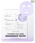 Calming Collagen Nanoshot Mask - Korean Hydrogel Face Sheet Masks with Calming Cica & Azulene, 100Da Nano Collagen + 5 Ceramides, Cooling Soothing Barrier Care for Sensitive Skin, 5 Sheets