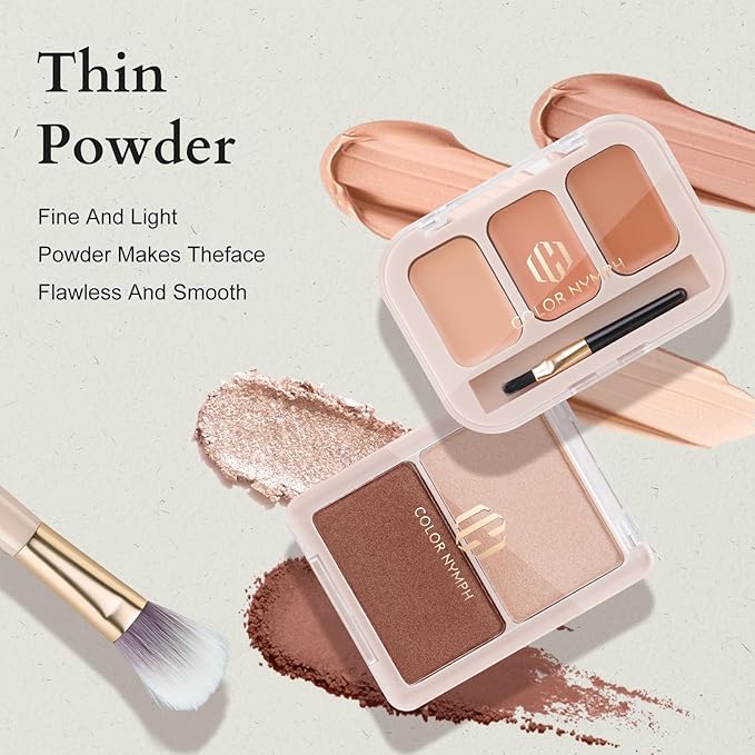 Color Nymph Makeup Sets For Women, Teen Girls With Travel-Friendly Makeup Kits Bag Included 9 Color Eyeshadow Palette Concealer Liquid Blush Eyeliner Lipgloss - #01