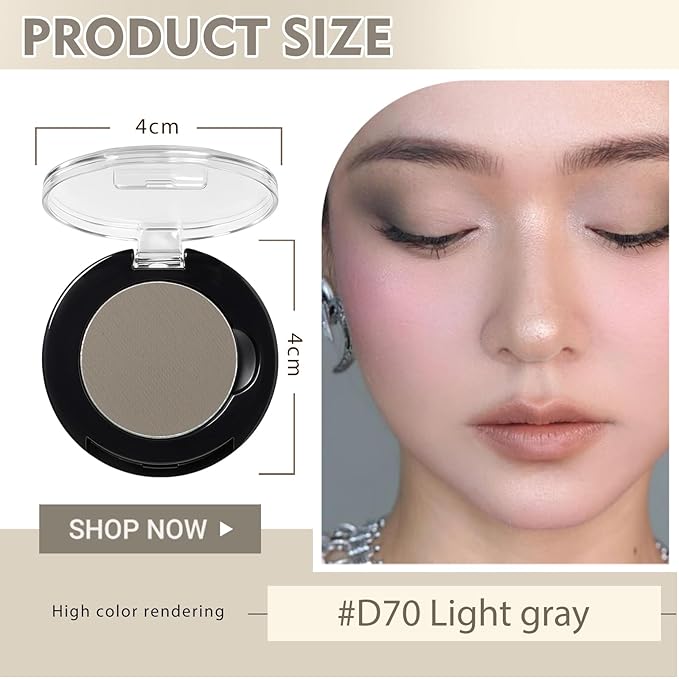 Refillable Eyeshadow Palette - Matte/Glitter/Duo-Chrome Pressed Powder & Cream Formula, Neutral/Shimmer/Smokey Multichrome, Travel-Friendly Iron Pan Refills (Matte, D70)