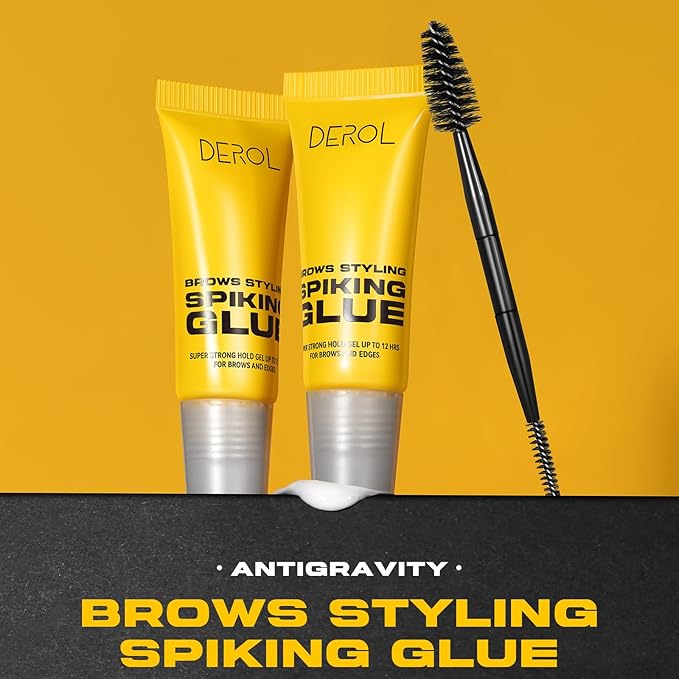 Erinde Brow Glue Eyebrow Gel, Lightweight Brow Gel, Brow Fix Gel for Long-Lasting Hold, 2 in1 Brow Gel & Hair Edges Gel, Waterproof, Smudge-Resistant, Quick-Dry Brow Styling Wax, Clear, 2PCS