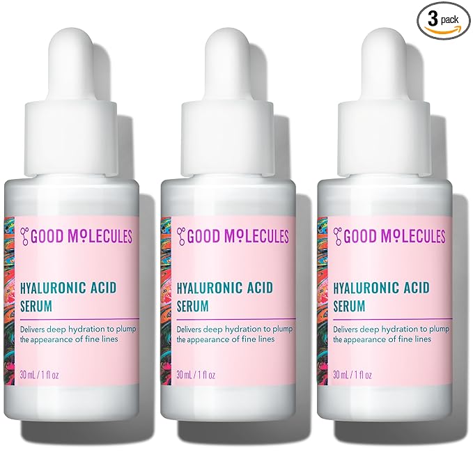 Good Molecules Hyaluronic Acid Serum Pack 3 – 30 ml Each | 1% Hyaluronic Acid, Non-Greasy Ultra Hydrating Serum, Facial Moisturizer for Plumper Skin, Skin Care for Face