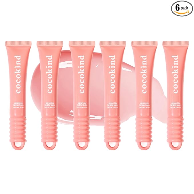 Cocokind Ceramide Lip Blur Balm, Be Kind - Coral Pink Hydrating Lip Balm with Ceramides & Peptides, Made for Sensitive Skin & Lips, Unflavored & Fragrance-Free - 6 pack