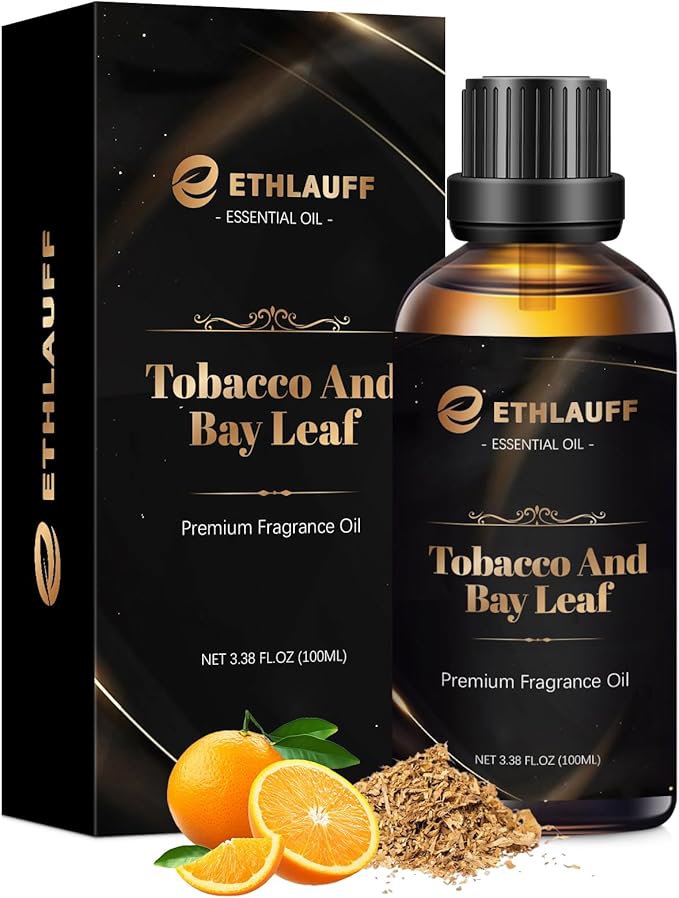 Tobacco & Bay Leaf Fragrance Oil 3.38FL.OZ - Tobacco Scented Oil for Candle Scents for Candle Making, Soap Making Scents, Diffuser Oils Scents