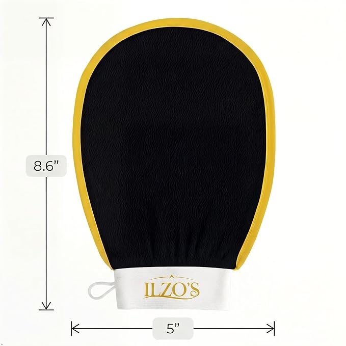 ILZO’S Original Exfoliating Mitt for Body (2 Pack) – Deep Exfoliating Glove for Dead Skin Removal, Korean Viscose Body Scrub Mitt for Smooth Skin, Helps Ingrown Hair & Keratosis Pilaris (BLACK)