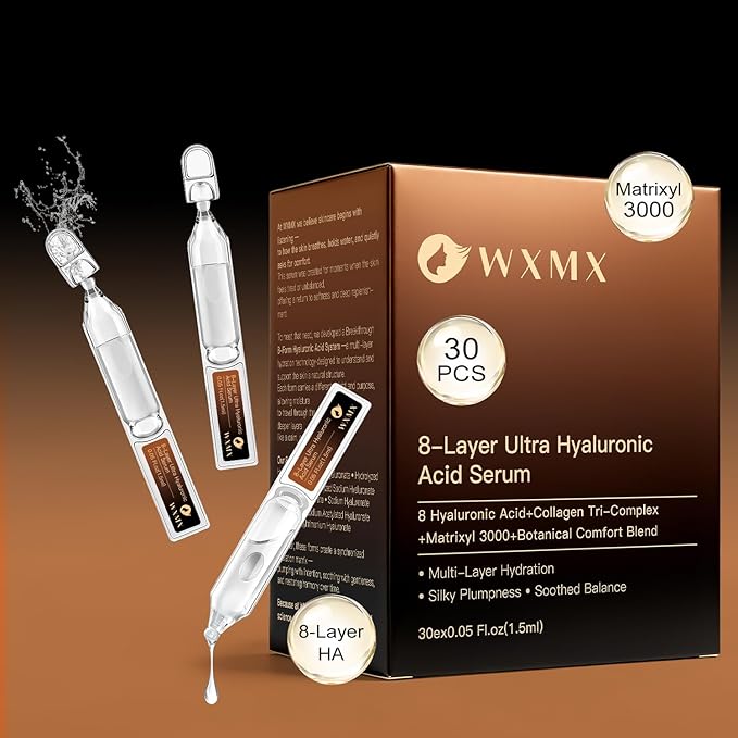 Ultra Hyaluronic Acid Serum With 8 HA Forms + Matrixyl 3000, Collagen Tri - Complex & Peptide, Multi - Layer Hydration Anti-Aging Serum, Hyaluronic Acid Serum for Face (0.05 Fl Oz (Pack of 30))