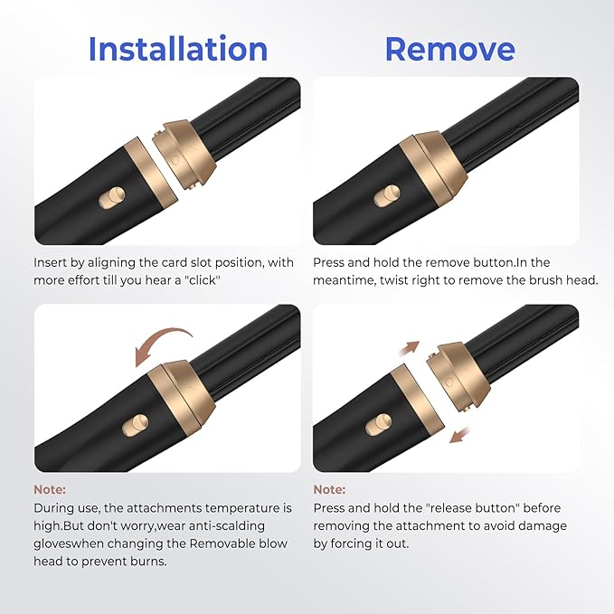5 in 1 Hair Dryer Brush, Blow Dryer Brush Set with Air Curler Wrap Hair Styler, Negative Ionic Blow Dry Brush, Detachable Hair Tool for Curling, Volumizer,Straightener,Drying
