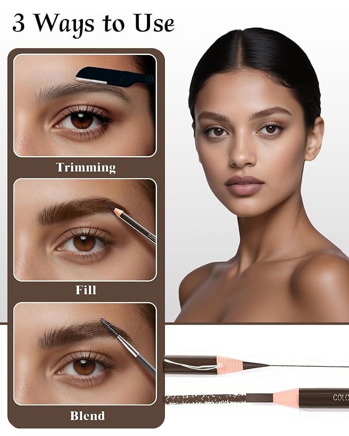 12 Piece Gray Brown Waterproof Eyebrow Pencils for Women w/Microblading Eyebrow Pencil & Brow Trimming Supplies Kit Permanent Eye Brow Liners Set For Salon-Quality Shaping & Filling Of Marks