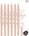 6Pcs Nude Waterline Gel Eyeliner Pencil, Peach Eyeliner Waterline Waterproof Smudge-Proof, Long Stay Eye Liner Brightener Pen with Sharpener, Safe for Sensitive Eyes, Soft Cream Colored Eye Makeup Pen