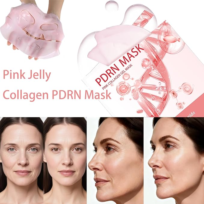 5 Pack Salmon DNA PDRN Pink Collagen Gel Face Mask – Overnight Hydrogel Korean Skincare, Firming & Hydrating Mask for Elasticity, Radiance Boost, Skin Recovery, All Skin Types