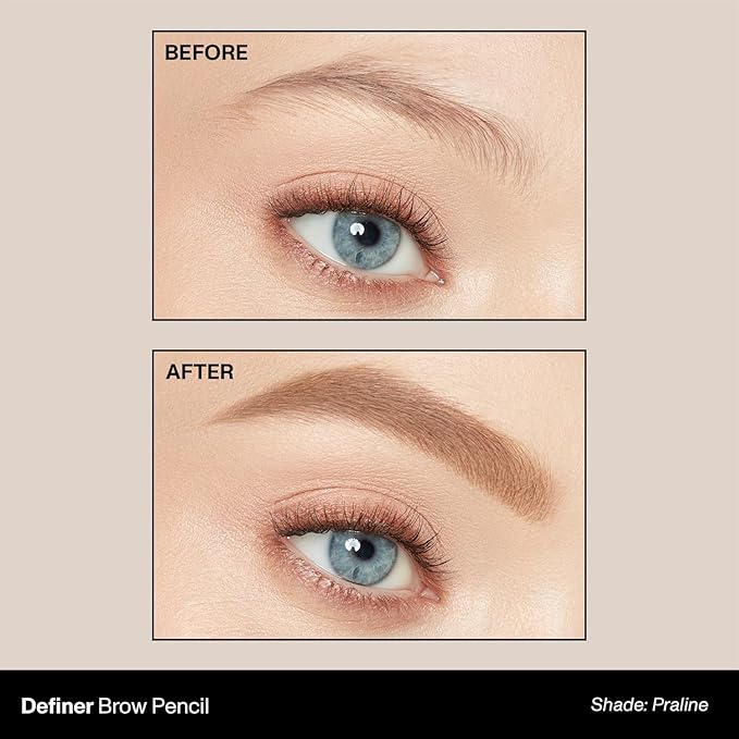 Morphe Definer Dual-Ended Brow Pencil & Spoolie - Eyebrow Pencil with Precision Slanted Tip for Shaping, Defining & Filling - Smooth, No-Tug Formula - Praline (0.003 oz)