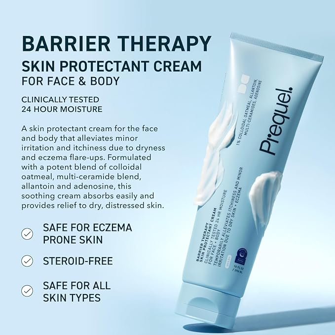 Prequel – Barrier Therapy Skin Protectant Cream for Face and Body – Advanced Skin Barrier Repair Moisturizer To Soothe Dry, Irritated Skin And Lock In Moisture – 2 Pack