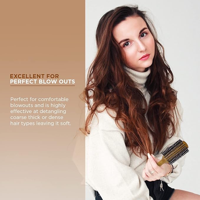 Spornette Boar Bristle Hair Brush for Women - Porcupine 2.75 Inch Brush with German Boar and Nylon Bristles for Detangling, Straightening & Smoothing - For All Hair Types