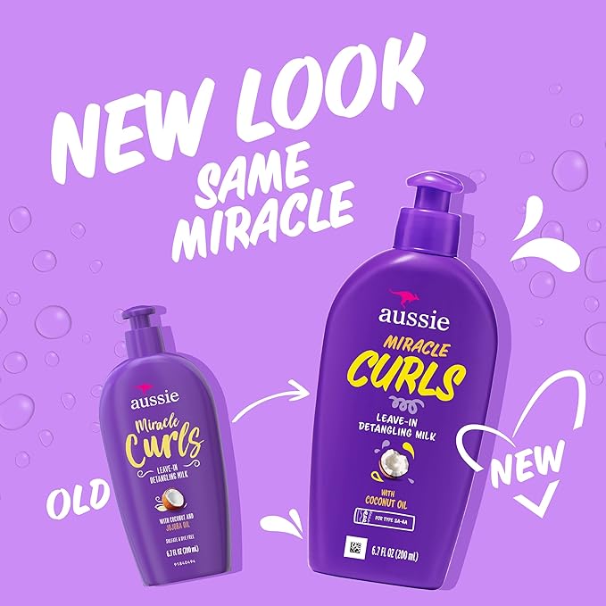 Aussie Miracle Curls with Coconut Oil, Paraben Free Detangling Milk Treatment, 6.7 fl oz