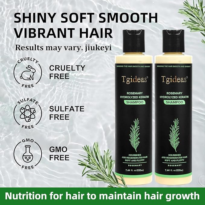 Tgideas Rosemary Biotin Shampoo - Volumizing, Sulfate-Free, for Thinning, Dry, Damaged Hair, Vegan, Color-Safe, 14.8 fl oz