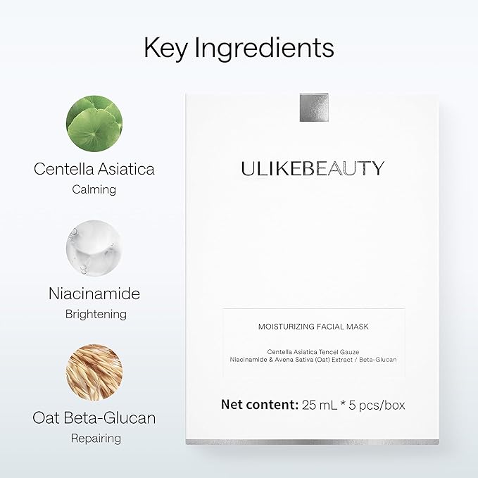 Moisturizing Facial Mask for Most Skin Types, Deep Hydrating Overnight Hydrogel Mask for Calming, Brightening & Repairing, 5 Pcs Per Case