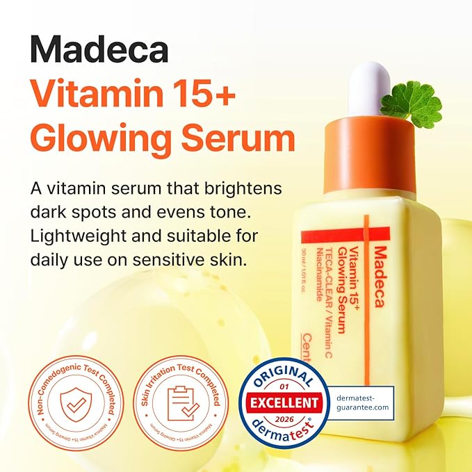 CENTELLIAN 24 Madeca Time Reverse Cream Taehyun Edition 1.69 fl oz + Vitamin 15+ Glowing Serum 1.01 fl oz – Korean Skincare for Firming, Elasticity Care, Deep Hydration & Skin Barrier Repair