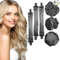 3Sets/6PCS Ariuvor New Satin Heatless Hair Curler,Hair Rollers for Heatless Curls with Hair Caps,Soft Heatless Curling Rod Headband for Long Hair,No Heat Curling to Sleep in Overnight(black)