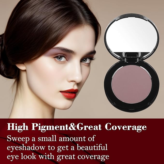 MEICOLY Matte Mauve Eyeshadow with Mirror,Taupe Eye Shadow Palette for Older Women and Girls,Pressed Powder Single Eyeshadow,Eye Makeup Eyelid Color,High Pigment,Waterproof