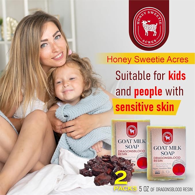 Honey Sweetie Acres 2-Pack Dragonsblood Goat Milk Soap - Handmade 5 oz Bar, Made with Natural Ingredients, Moisturizing & Gentle, Made in the USA