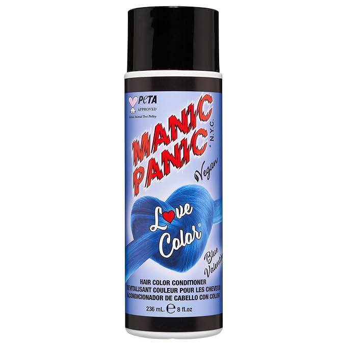 MANIC PANIC Bright Cobalt Blue Color Depositing Conditioner - Love Color Hair Conditioner Keeps Hair Vibrant, Nourished & Refreshed - Formulated with Shea Butter & Quinoa - Blue Valentine (8oz)
