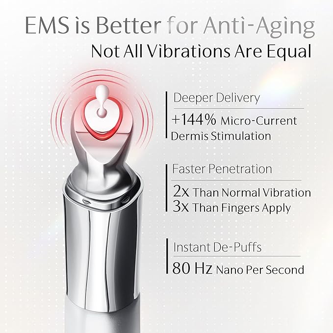EMS Eye Cream for Puffiness Bag Under Eye | Exosome & PDRN Vibrating Eye Tightener Cream for Dark Circle | NAD+, Caffeine, Peptide, Collagen |for Firming,Reducing Wrinkle(0.88 oz/25g)-2 Pack