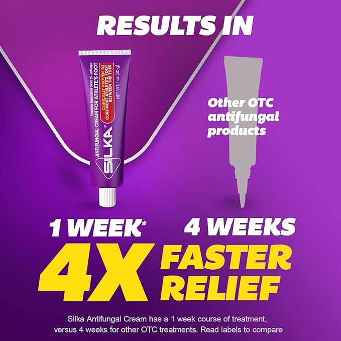 SILKA Anti-Fungal Cream, Clinical Anti-Fungus Foot Treatment, Jock Itch & Ringworm Remedy, Maximum Strength, Fast-Acting Relief from Itching & Burning, 1 Oz