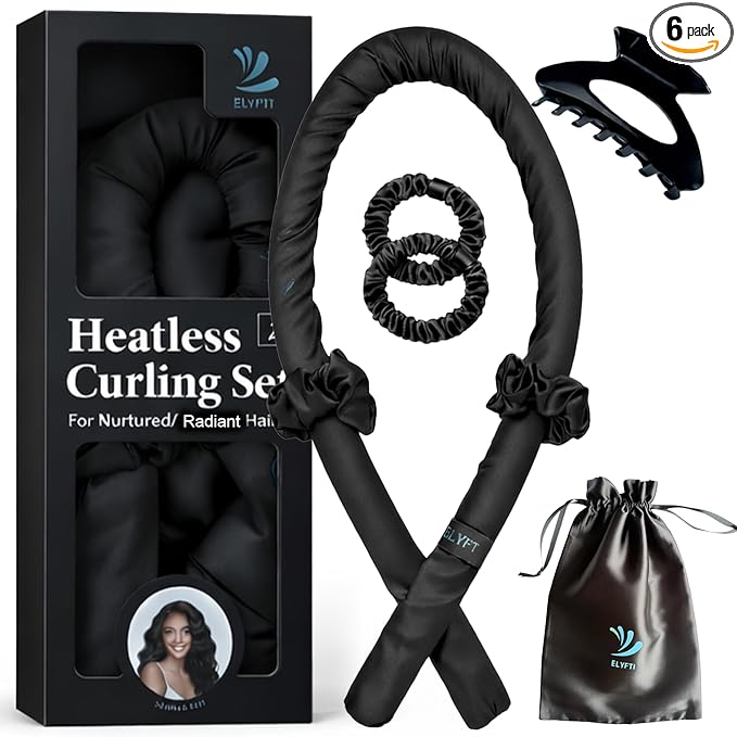 Satin Heatless Curling Set - Soft Curlers to Sleep In, Overnight Heatless Curls for Long Hair, Shoulder Length, Overnight Hair Curlers for Frizz-Free, No Heat Damage Styling, Gift for Teen Girl,Women