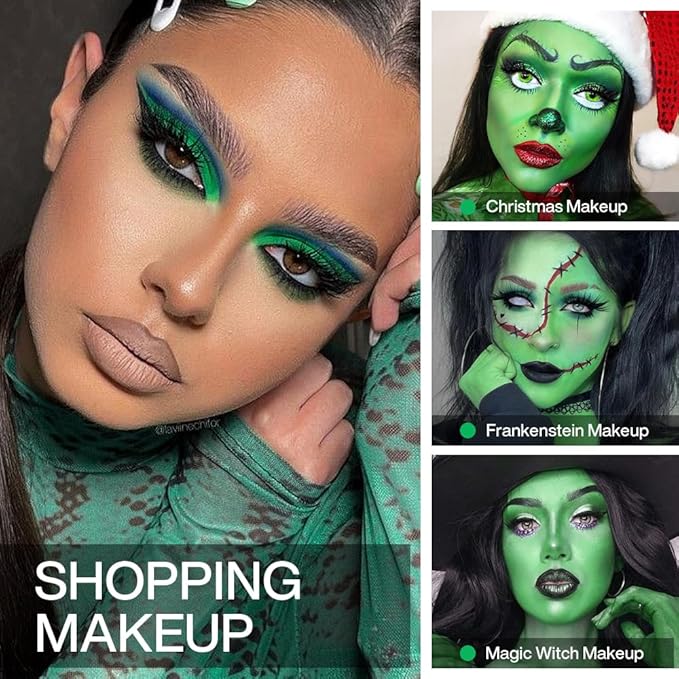 Single Green Eyeshadow Palette with Applicator, Pressed Powder Matte True Green Eye Shadow, Ultra-Pigment, Longwear, Vegan, Waterproof