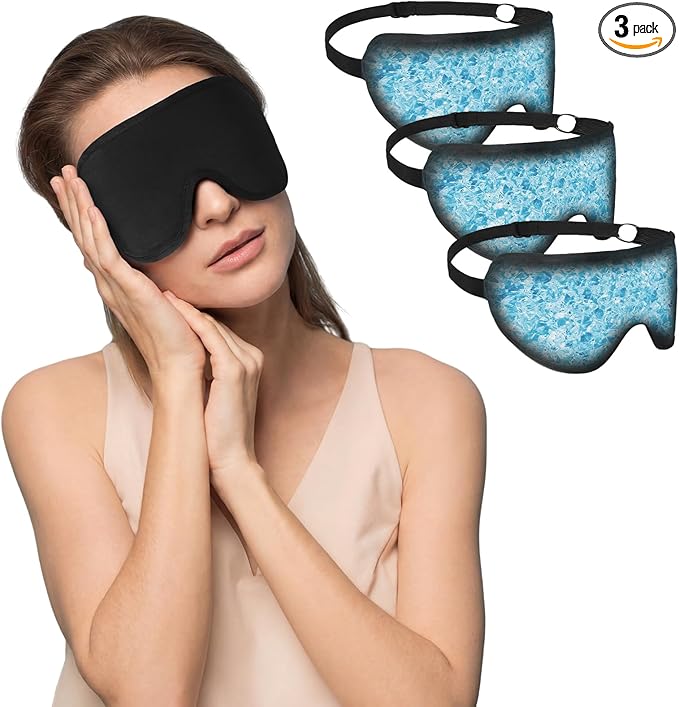 3 Pcs Gel Cooling Eye Mask Cold Compress Reusable Ice Bag Cold Gel Weighted Sleeping Mask for Dark Circles & After Surgery, Flexible Ice Pack Items