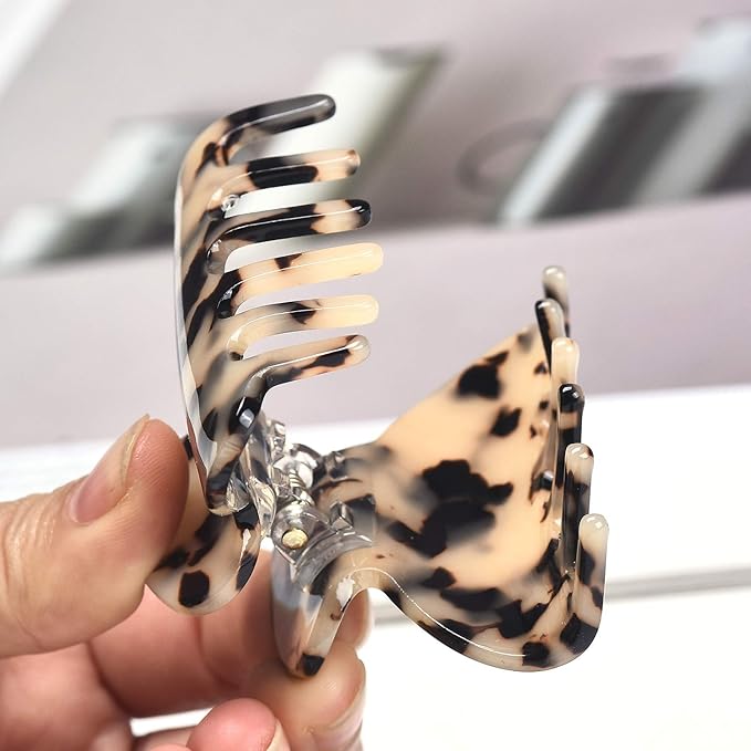 Medium Claw Hair Clips for Women Girls Tortoise Hair Jaw Clips Celluloid Hair Claw Clamps Leopard Print Hair Clasp 3 Pack