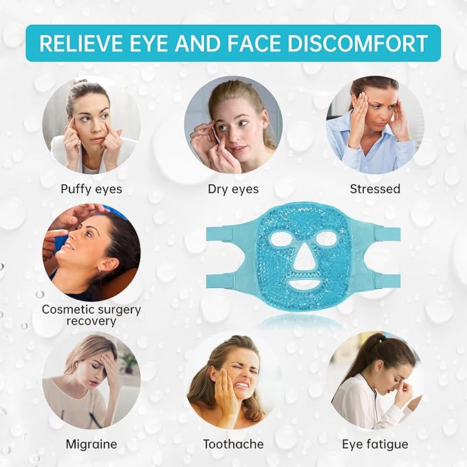 ZNÖCUETÖD Cold Face Eye Mask Ice Pack Reduce Facial Puff, Dark Circles, Gel Hot Heat Cold Compress Pack, Face SPA Gift for Woman Sleeping, Pressure, Headaches, Skin Care, Post Laser Cosmetic Care