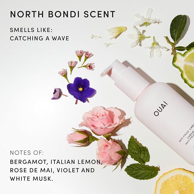 OUAI Anti Frizz Cream Travel Size - Moisturizing Hair Cream with Frizz Control & Heat Protection - Provides Hydration with Jackfruit & Beetroot Extract - Paraben, Phthalate & Sulfate Free (3 oz)