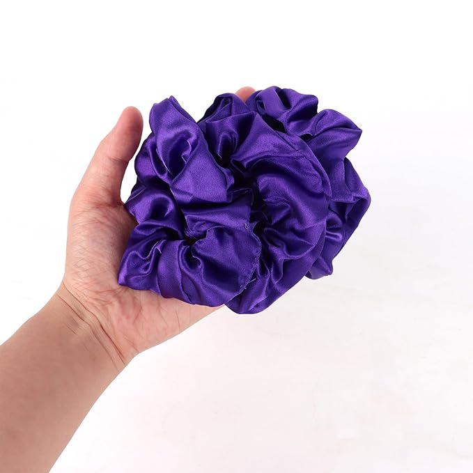 Silk Satin Scrunchies for Women Girls 12 PCS Hot Purple Hair Scrunchies Silk Satin Hair Ties for Thick Hair Bulk Hair Ties Hair Accessories