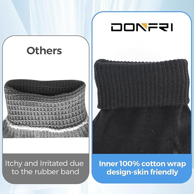 Donfri 2 Pairs Cotton Moisturizing Gloves Men Touchscreen Fingers for Eczema Dry Hands Hand Care Overnight Moisturizing (Medium-Black)