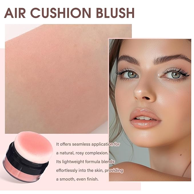 MARBUROLY Natural Freckle Nude Warm Blush Makeup Kit- Liquid Fake Freckle Air Cushion, 2 Colors Freckle Pen, Powder Cushion Blush, Waterproof Long Lasting Freckles Marker for Cheek