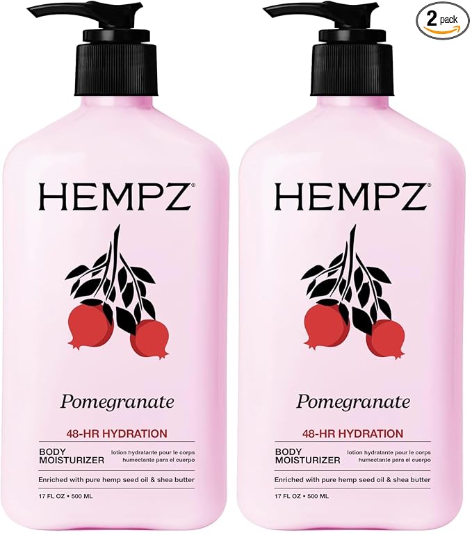 Hempz Body Lotion - Pomegranate - Bright Citrus - Daily Moisturizing Cream - 17oz,(Pack of 2)