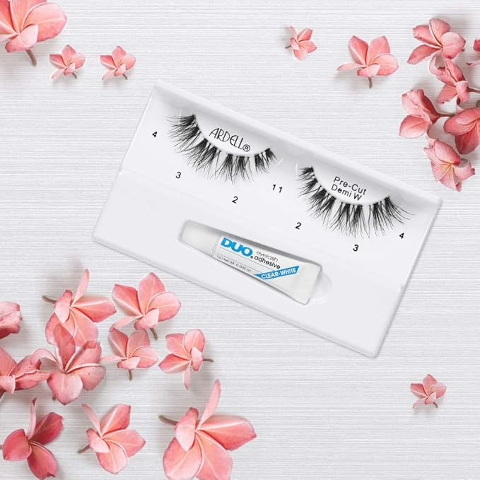 Ardell Pre-Cut False Lashes - Demi Wispies, Natural-Looking Strip Lashes, Includes Duo Adhesive, 4 Pack