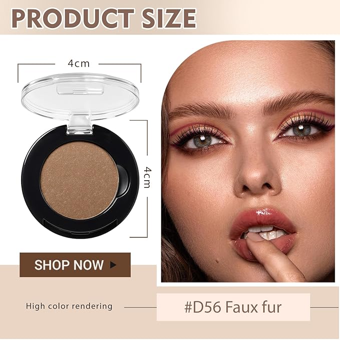 Refillable Eyeshadow Palette - Matte/Glitter/Duo-Chrome Pressed Powder & Cream Formula, Neutral/Shimmer/Smokey Multichrome, Travel-Friendly Iron Pan Refills (Matte, D56)