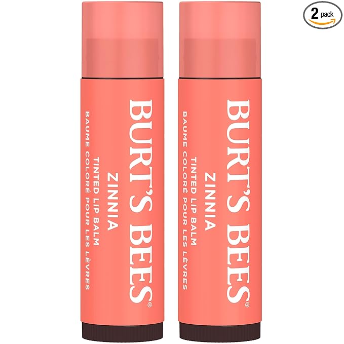 Burt's Bees 100% Natural Tinted Lip Balm, Zinnia, 0.15 Oz, Pack of 2
