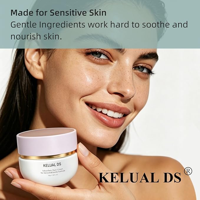 Seborrheic Face Cream for Sensitive Skin, Steroid-Free Gentle Formula, with Ceramides and Calendula Extract, 1.76 fl oz