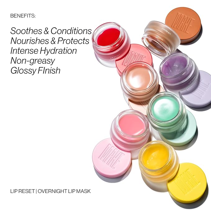 MAKE Beauty Lip Reset Overnight Lip Mask. Nourishing, Hydrating Treatment for Dry, Flaky. Plumps, Softens, and Smooths. Mystic Mint Flavor