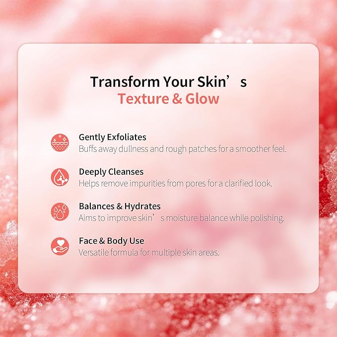 Himalayan Salt Scrub 7 oz for All Body, Natural Exfoliating Body Scrub with Squalane & Aloe Vera, Deeply Moisturizing Face Scrub, Fights Stretch Marks, Fine Lines, Wrinkles, Self Care Gift