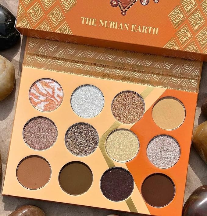 Juvia's Place Nubian Earth Palette - Browns, and Tans - Matte and Shimmer Pressed Pigments - Flattering for All Skin Tones - Shine Brown, White, Brown Palette
