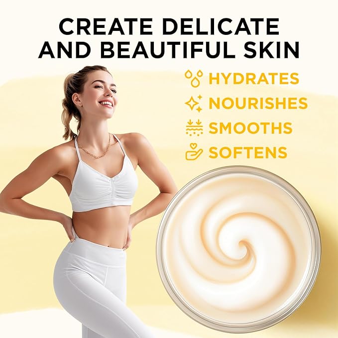 Pineapple Whipped Body Butter for Pineapple Scent Whipped Body Butter for Women, Shea Body Moisturizer for Dry Skin, Gentle Hydration with Long Lasting Moisture-3.4 floz+6.8 floz